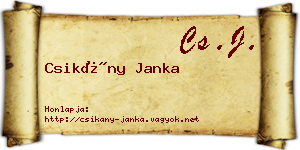 Csikány Janka névjegykártya